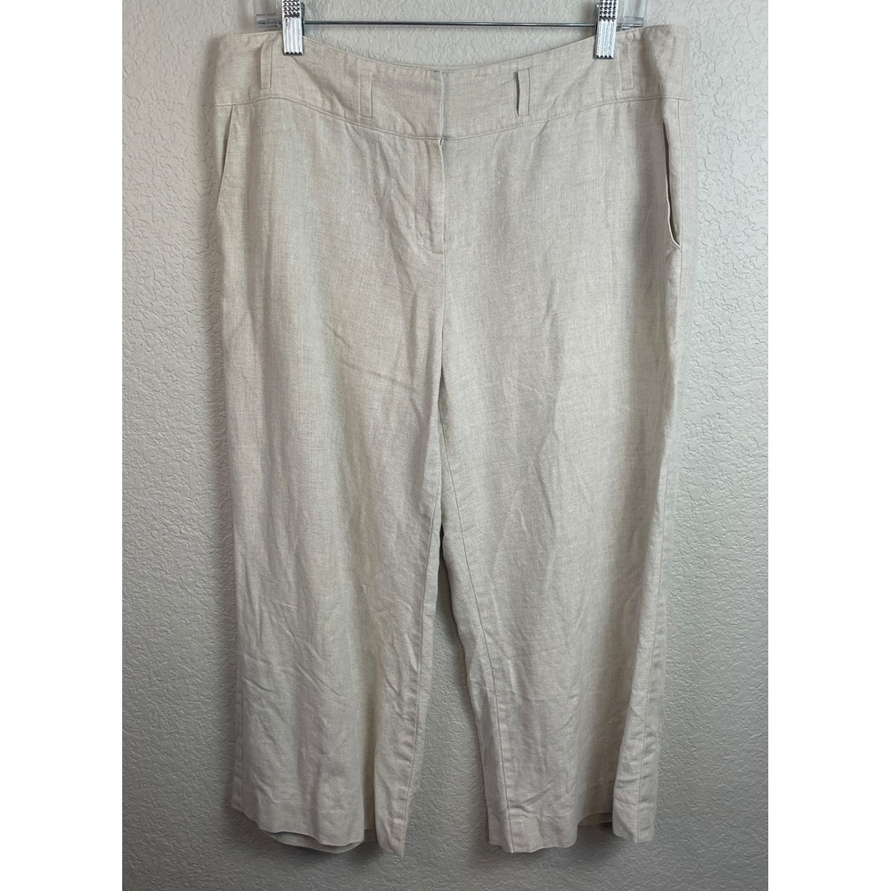 Talbots 100% Irish Linen Pants Size 12 Beige Neutral‎ Crop Beachy Lagenlook EUC